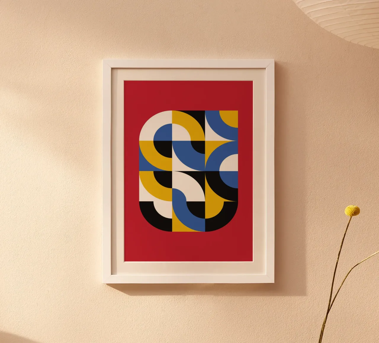 Bauhaus Geometric Abstract Art | Primary Color Arc Print hahnemühle by Grungeo