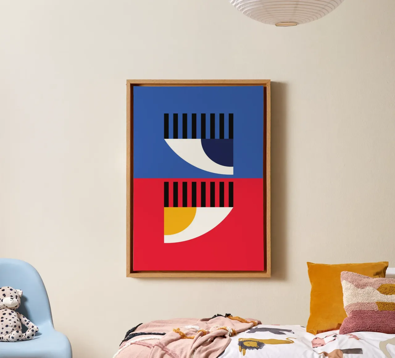Split Color Abstract Eye Duet | Bauhaus Geometric Poster canvas by Grungeo