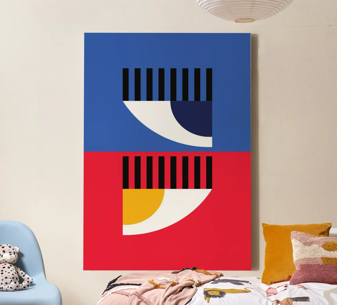 Split Color Abstract Eye Duet | Bauhaus Geometric Poster canvas by Grungeo