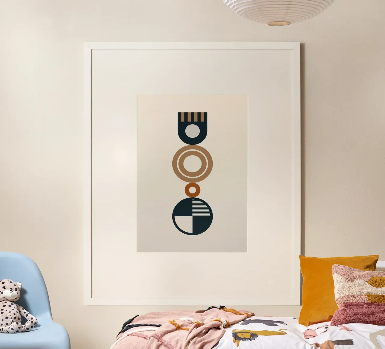 Boho Mid-Century Geometric Totem | Abstracto Neutro Oscuro hahnemühle de Grungeo