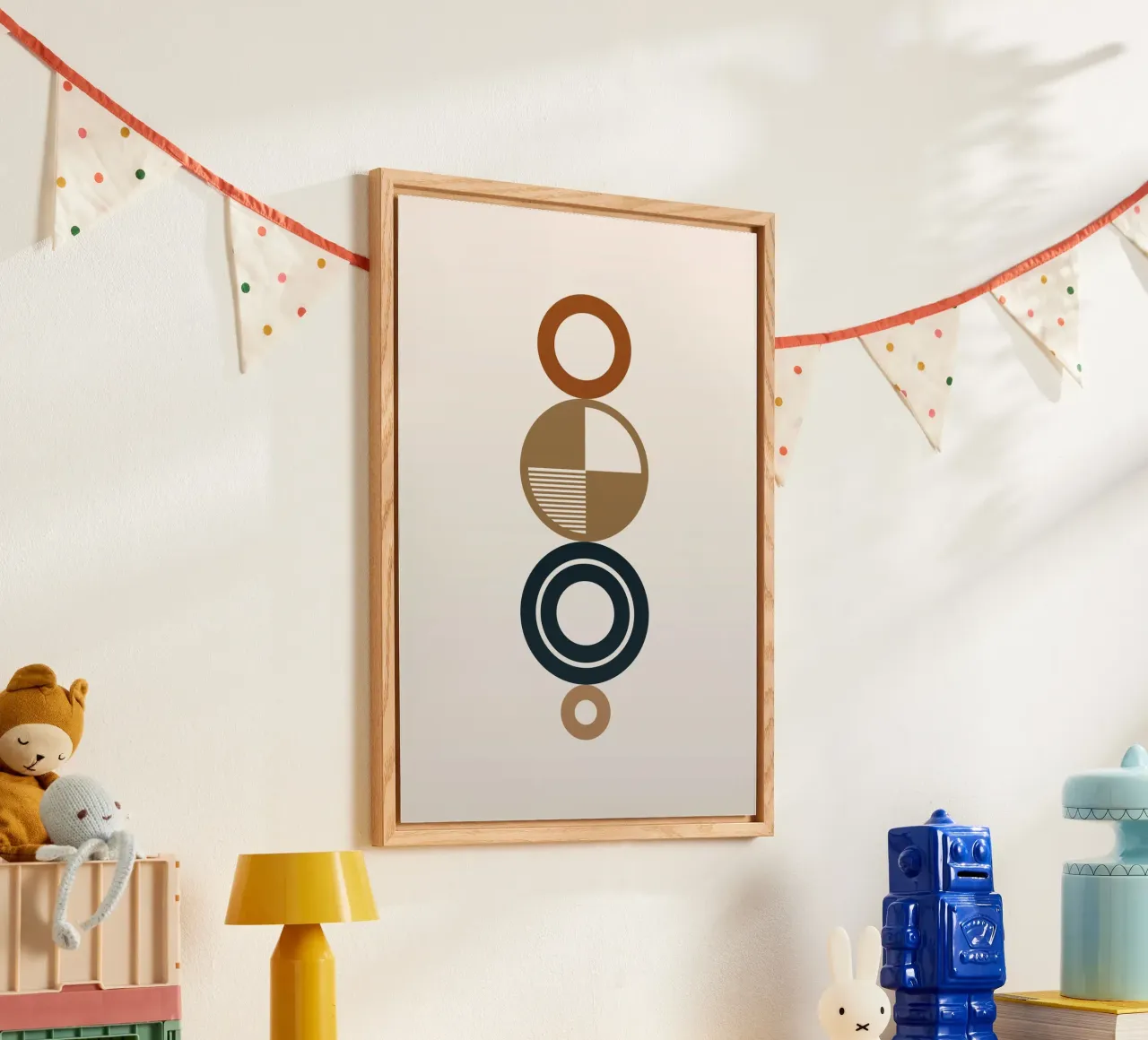 Anelli geometrici astratti di terra - Arte impilata verticale Boho plexiglass da Grungeo