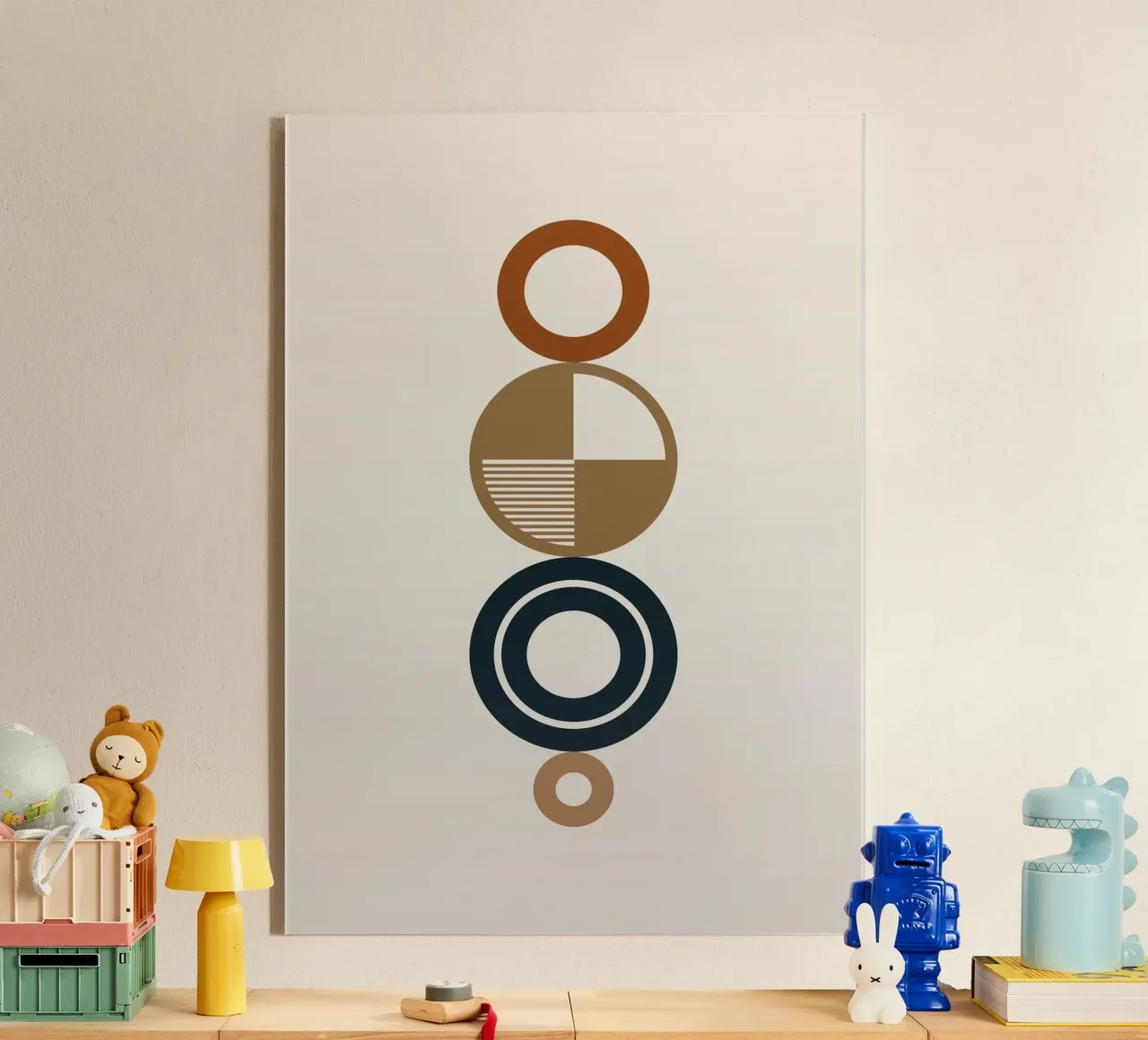 Anelli geometrici astratti di terra - Arte impilata verticale Boho plexiglass da Grungeo