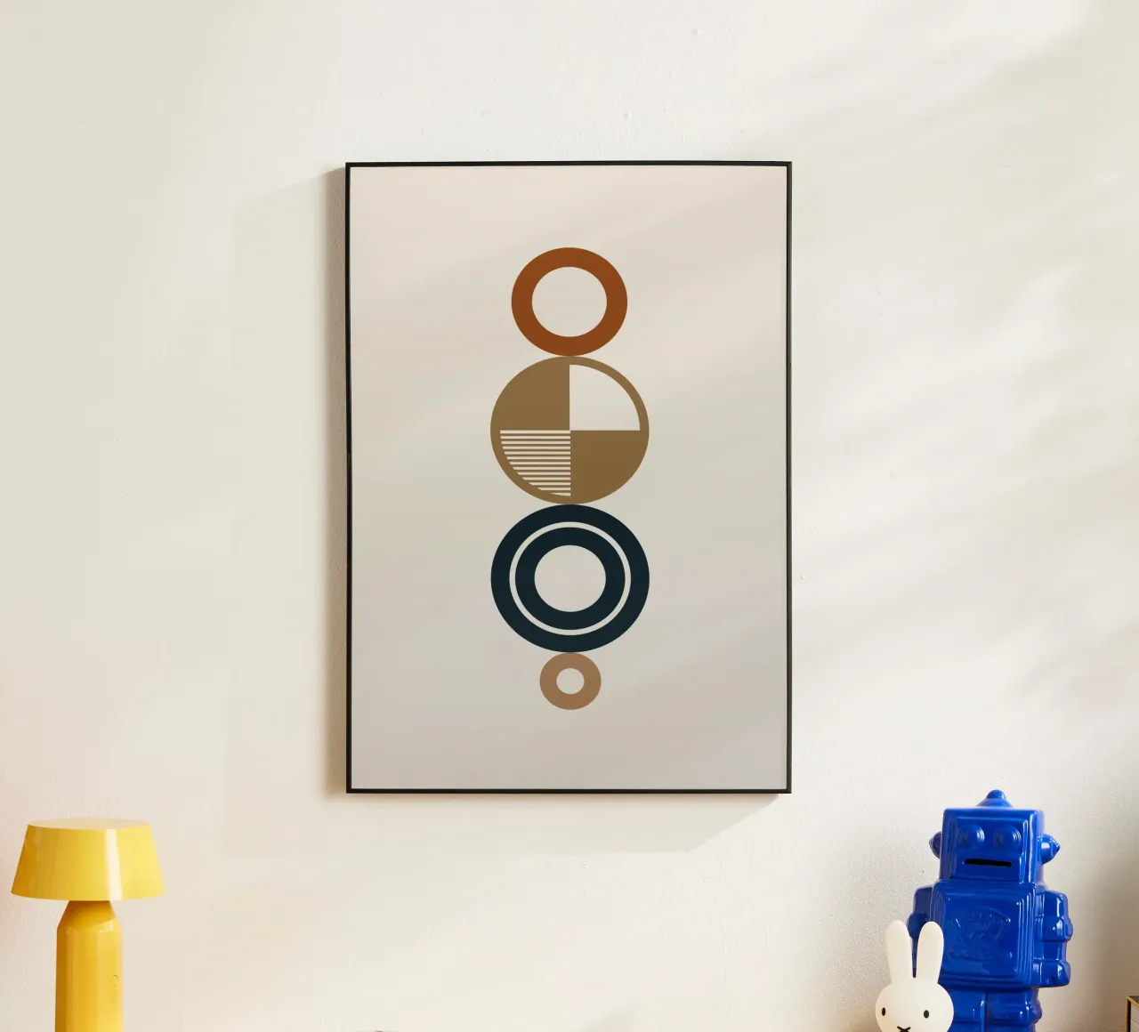 Anelli geometrici astratti di terra - Arte impilata verticale Boho alluminio dibond da Grungeo