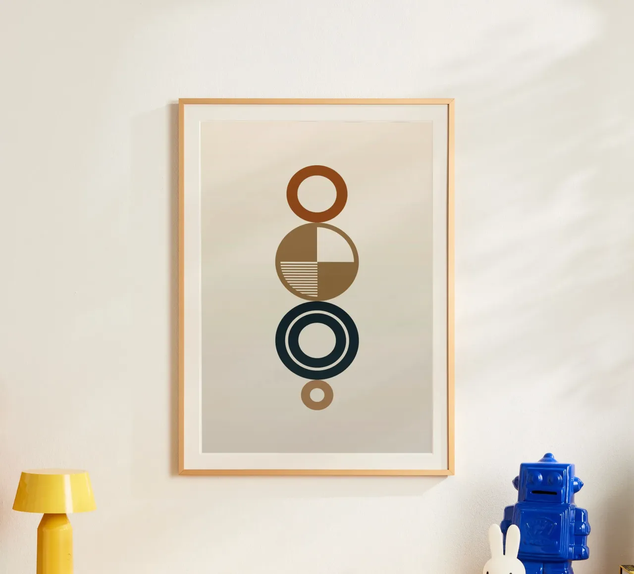Anelli geometrici astratti di terra - Arte impilata verticale Boho carta hahnemühle da Grungeo