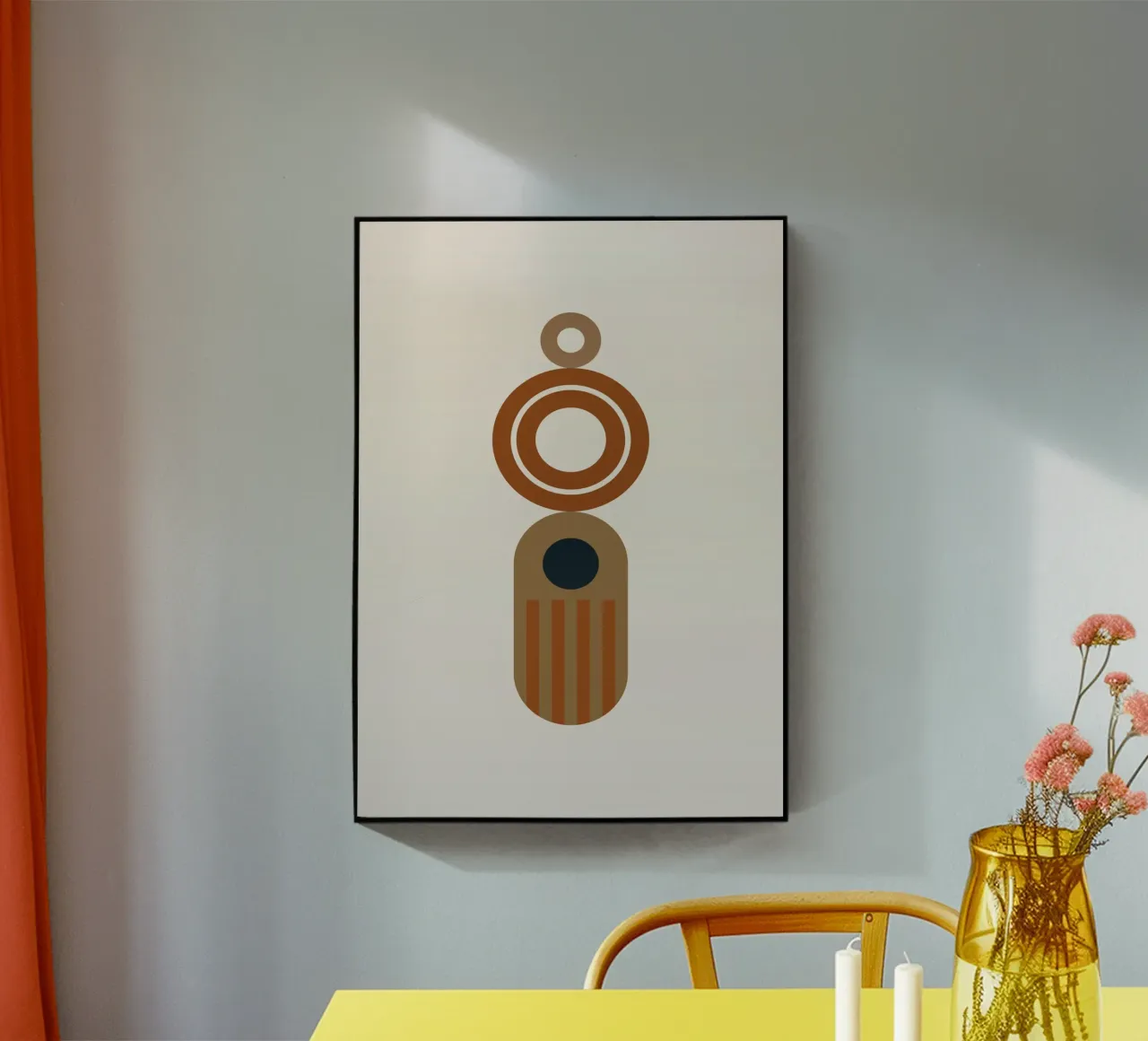 Totem astratto in terracotta - Orecchino minimalista Boho - Shap plexiglass da Grungeo
