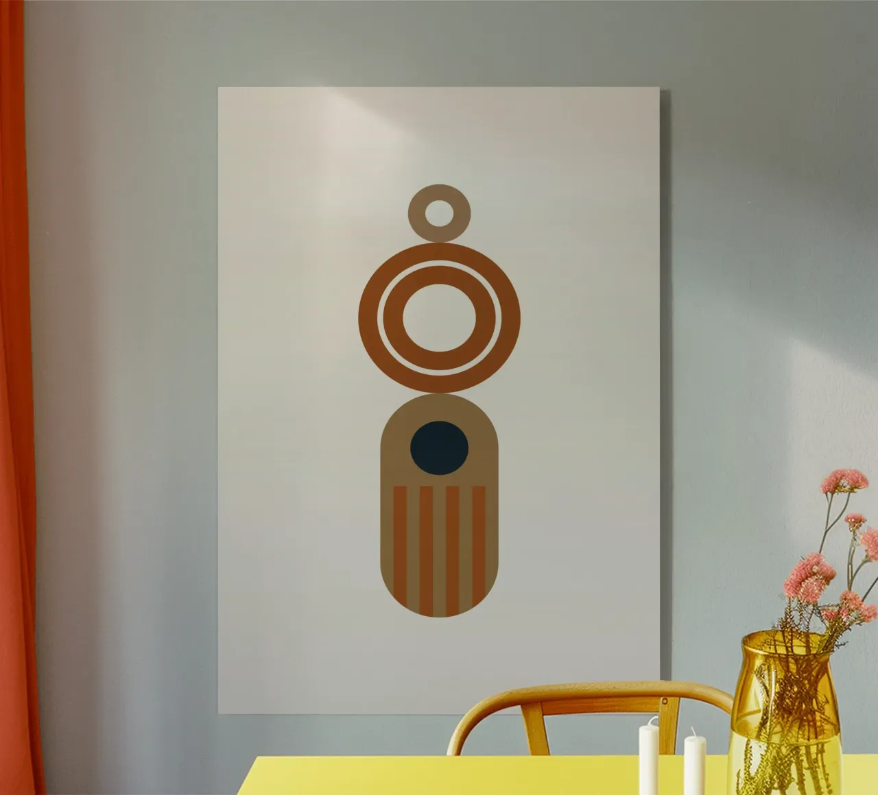 Totem astratto in terracotta - Orecchino minimalista Boho - Shap plexiglass da Grungeo