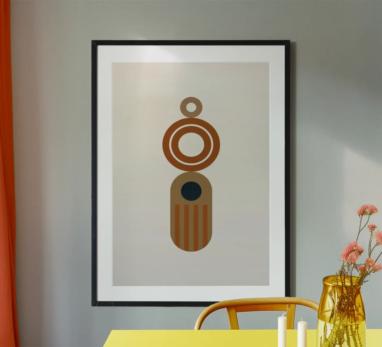 Totem astratto in terracotta - Orecchino minimalista Boho - Shap carta hahnemühle da Grungeo