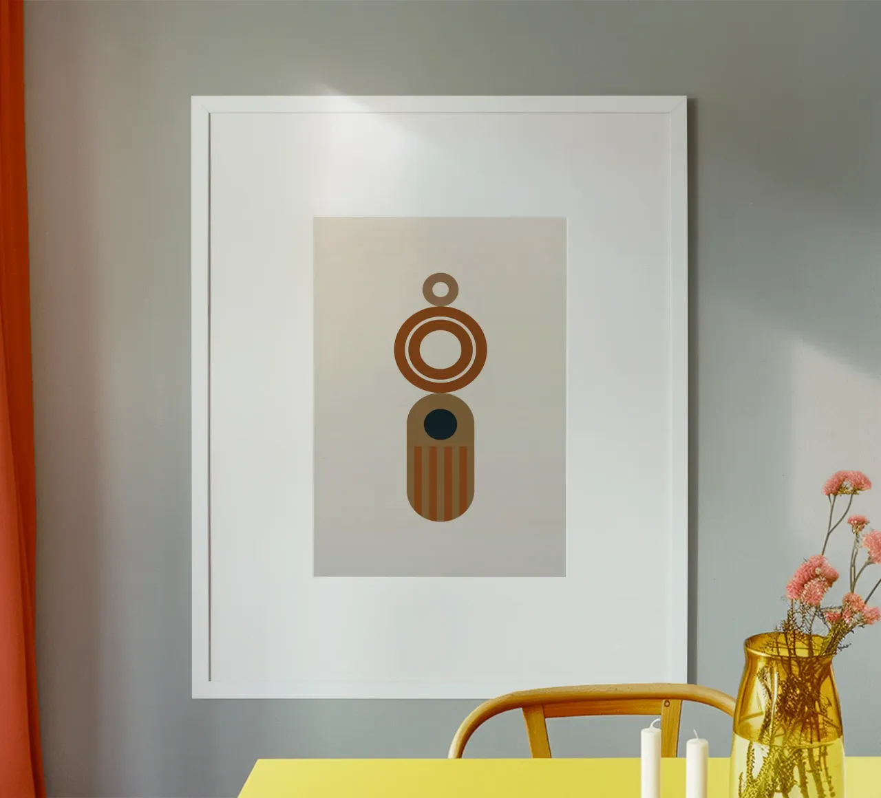 Totem astratto in terracotta - Orecchino minimalista Boho - Shap carta hahnemühle da Grungeo
