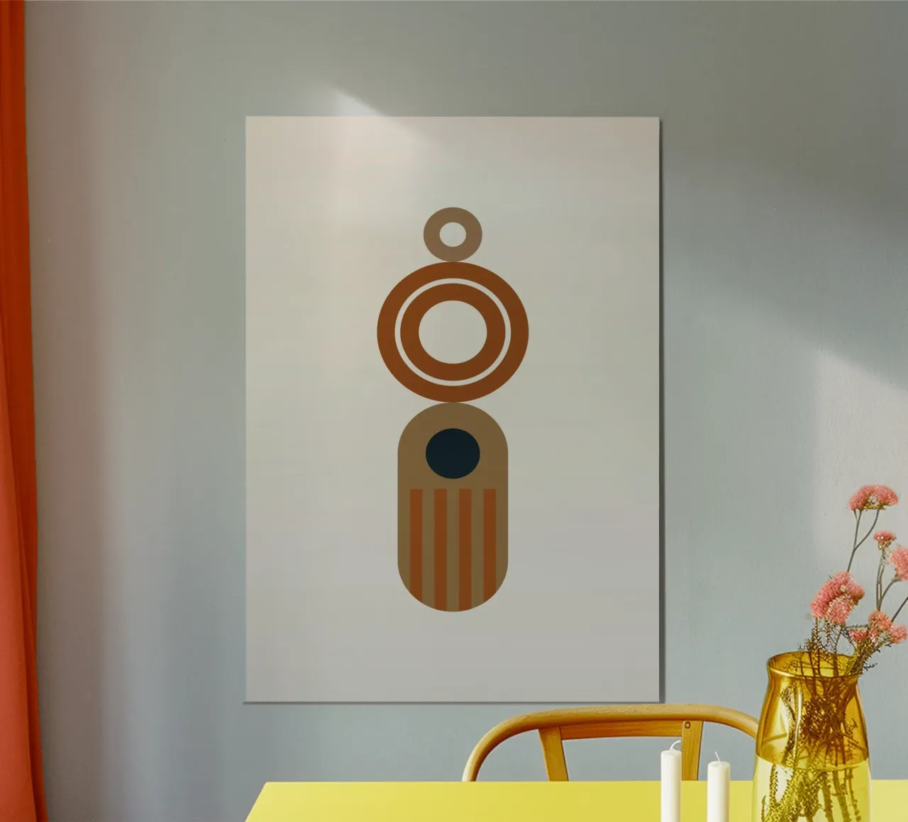Totem astratto in terracotta - Orecchino minimalista Boho - Shap carta hahnemühle da Grungeo