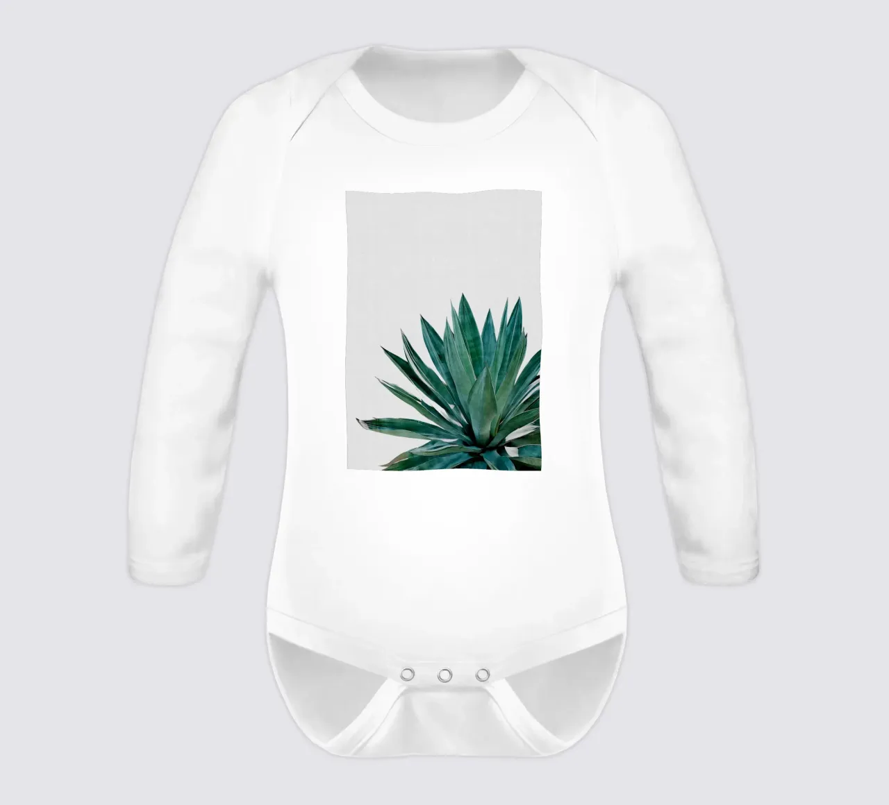 Agave Cactus long-sleeve baby romper by Orara Studio