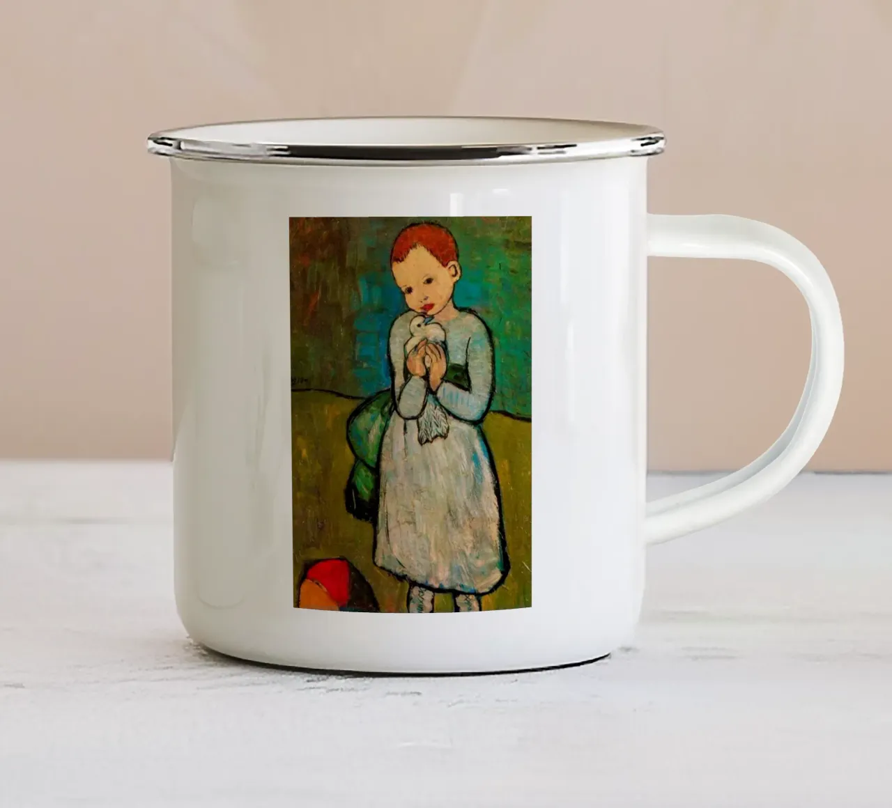 ritratto di un bambino grazioso tazza in smalto da eternal nino