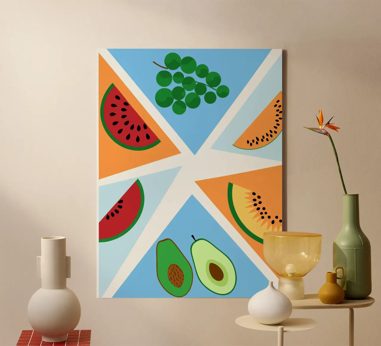 Frutta fresca geometrica tela da OFFICIAL FRUIT & VEGETABLES