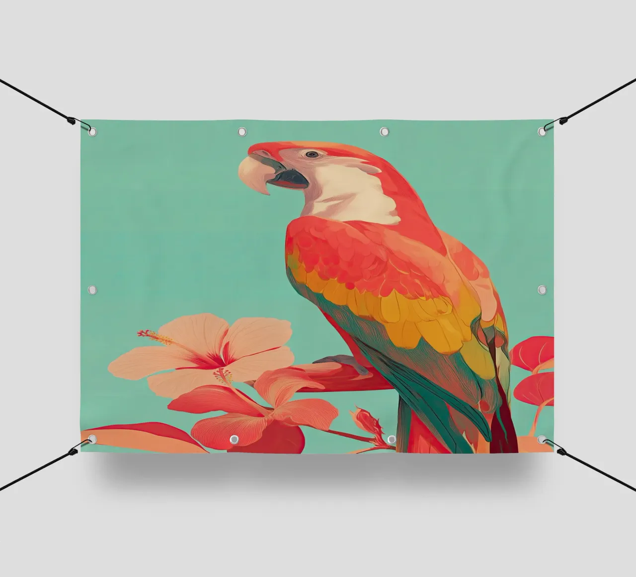 Hibiscus Song - The Tropical Parrot telo in pvc da Luca
