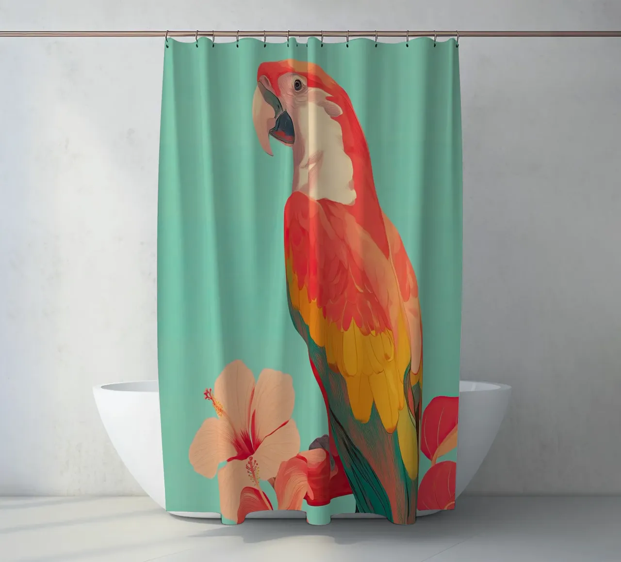 Hibiscus Song - The Tropical Parrot tenda da doccia da Luca