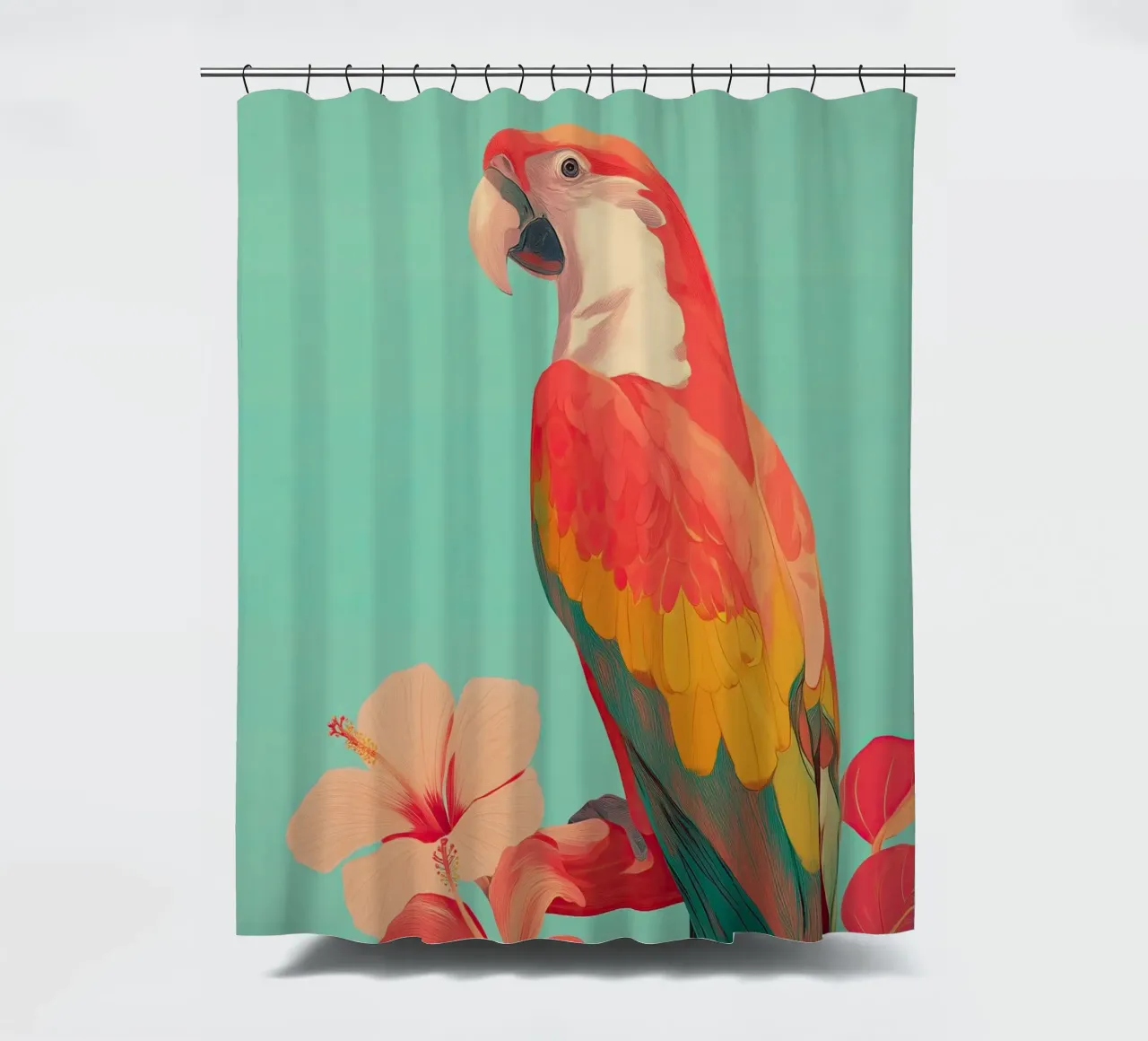 Hibiscus Song - The Tropical Parrot tenda da doccia da Luca