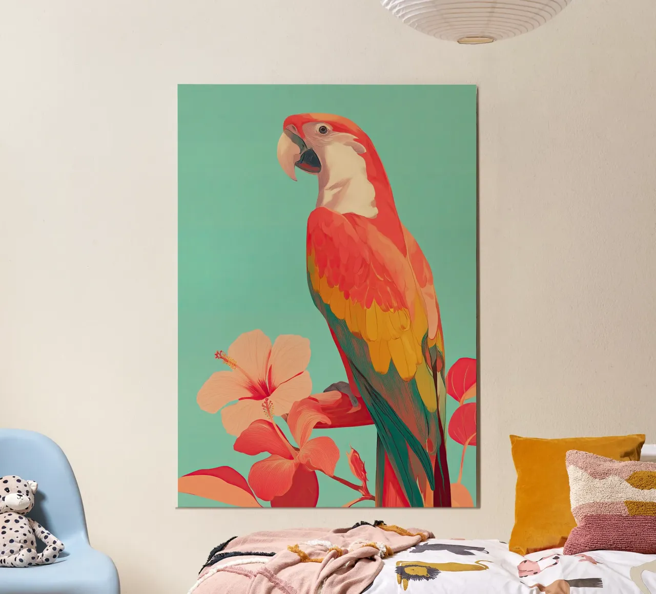 Hibiscus Song - The Tropical Parrot alluminio dibond da Luca