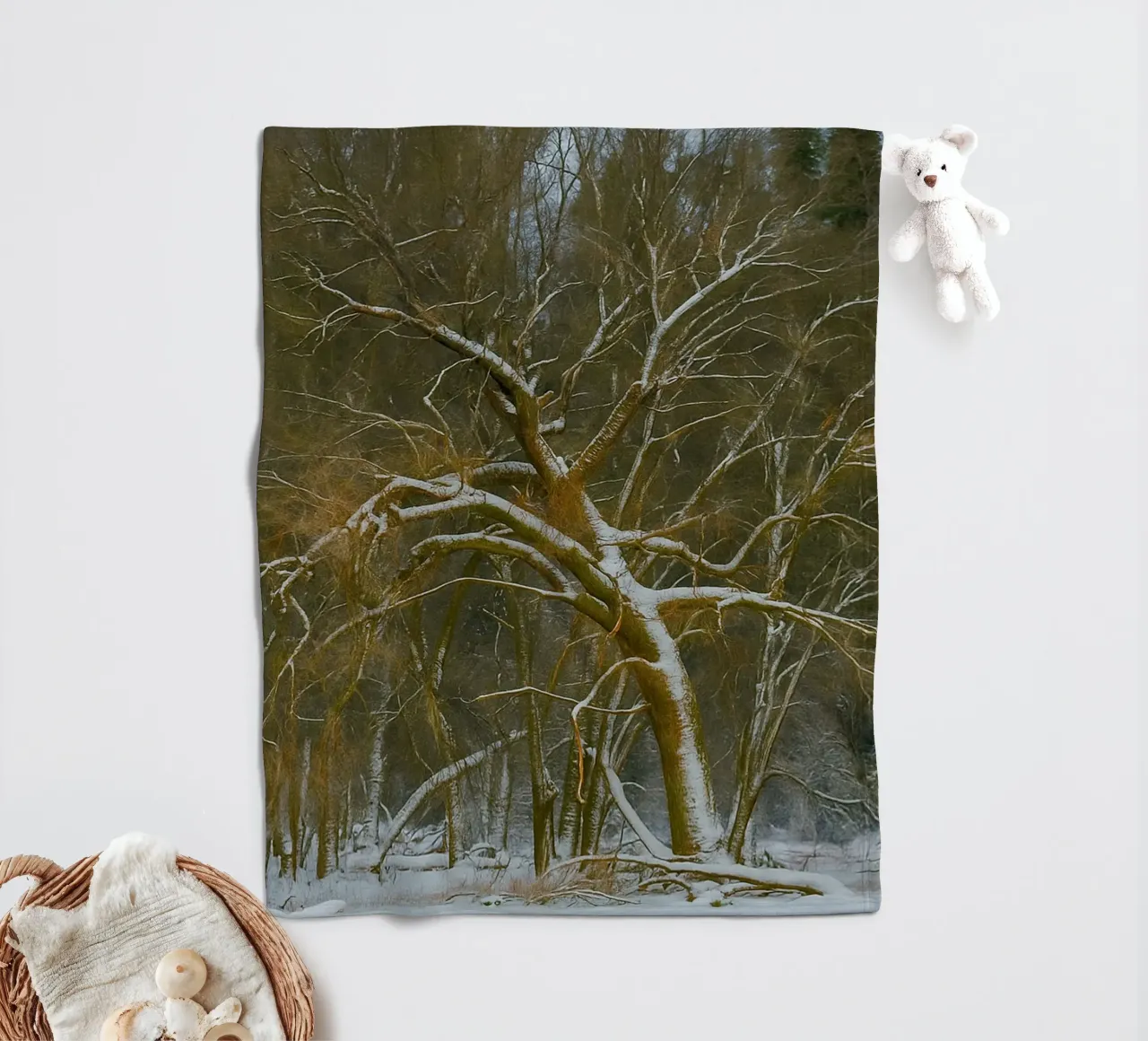 dry trees on the edge of the forest fleece blanket by PASMING