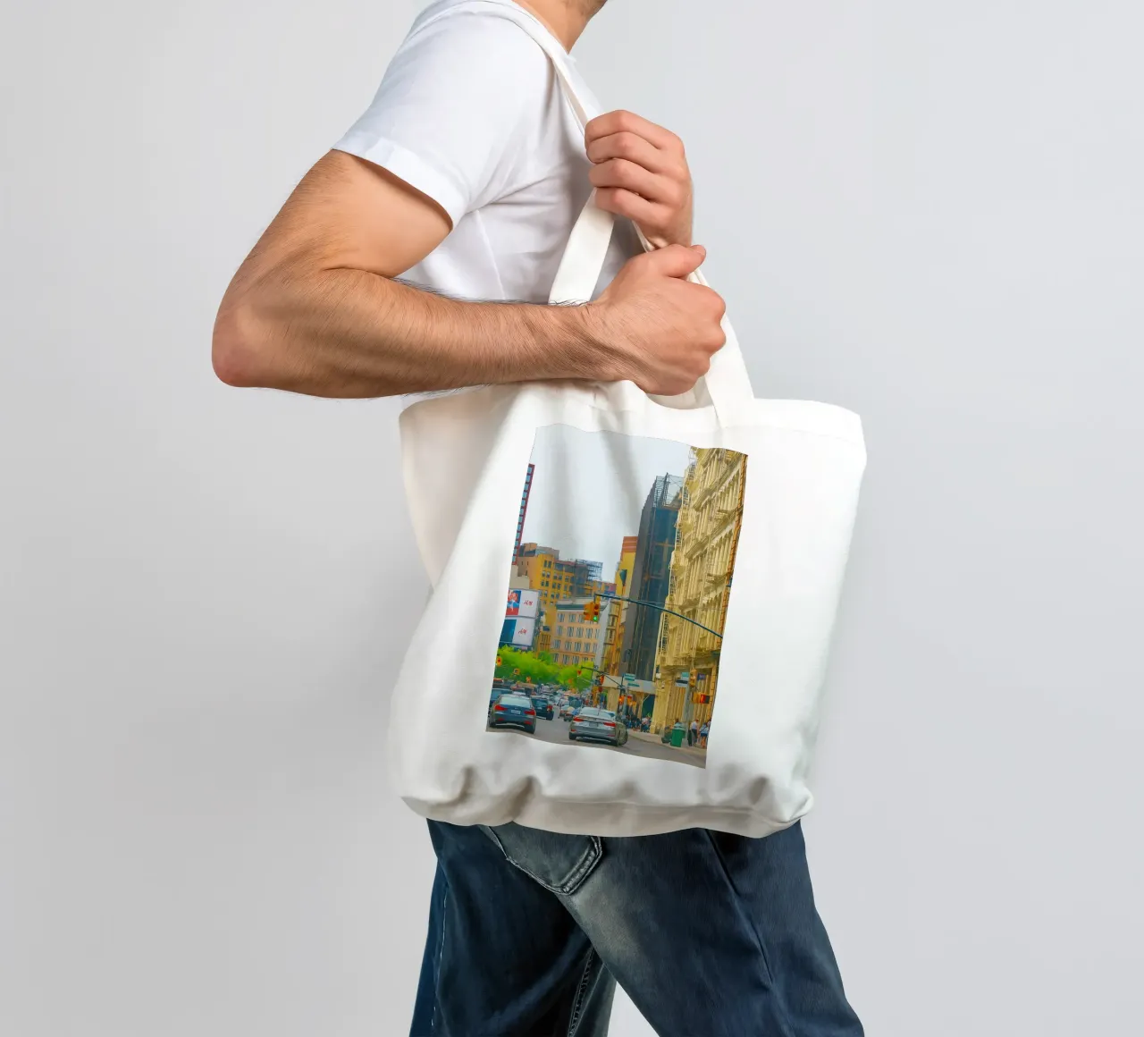 vista densa di una grande città borsa in juta da PASMING