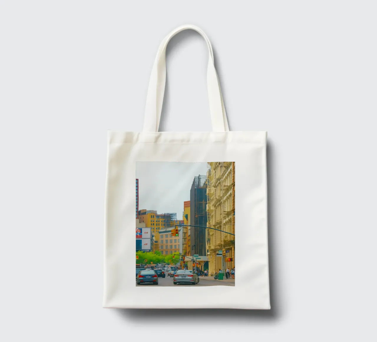 vista densa di una grande città borsa in juta da PASMING