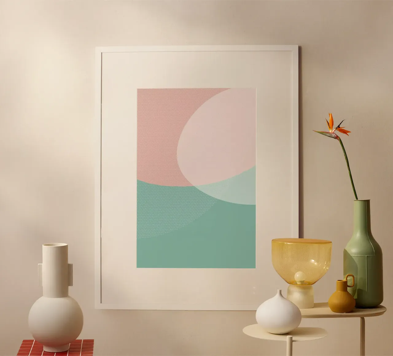Soft Shapes poster con telaio in legno da XOXO Arte
