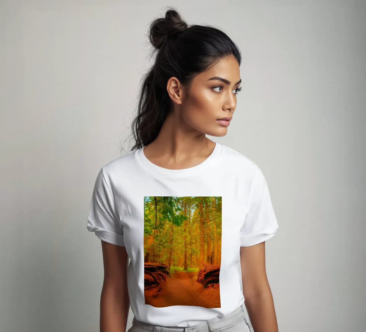 fallen tree split in two at the forest t-shirt by PASMING