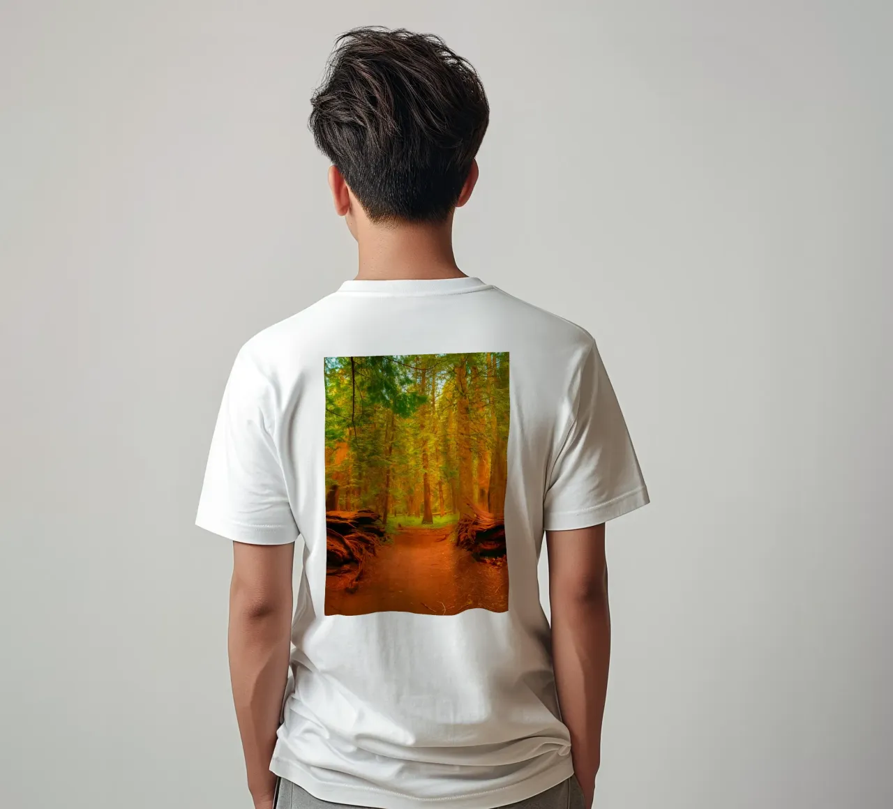 fallen tree split in two at the forest t-shirt by PASMING