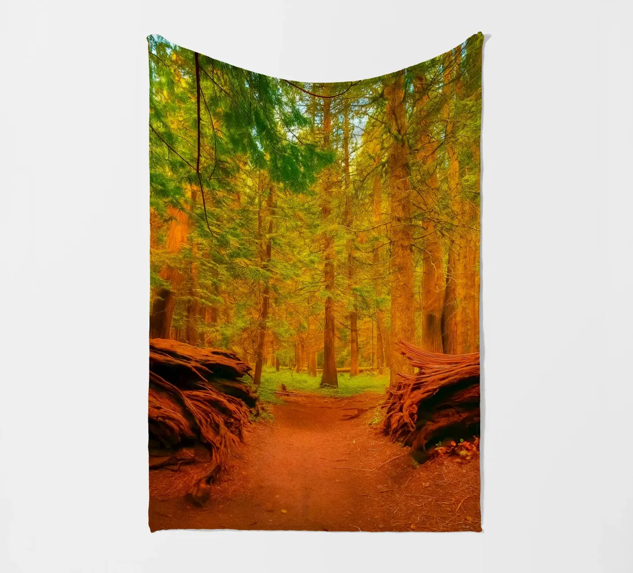 fallen tree split in two at the forest fleece blanket by PASMING