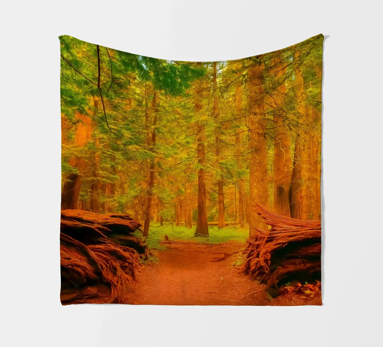 fallen tree split in two at the forest fleece blanket by PASMING