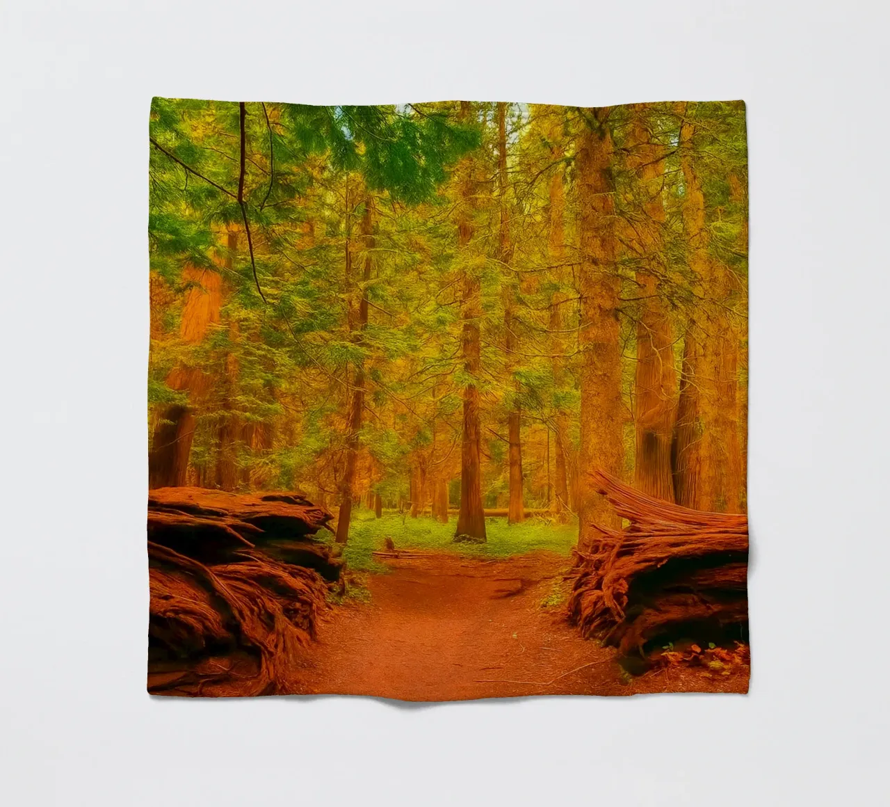 fallen tree split in two at the forest fleece blanket by PASMING
