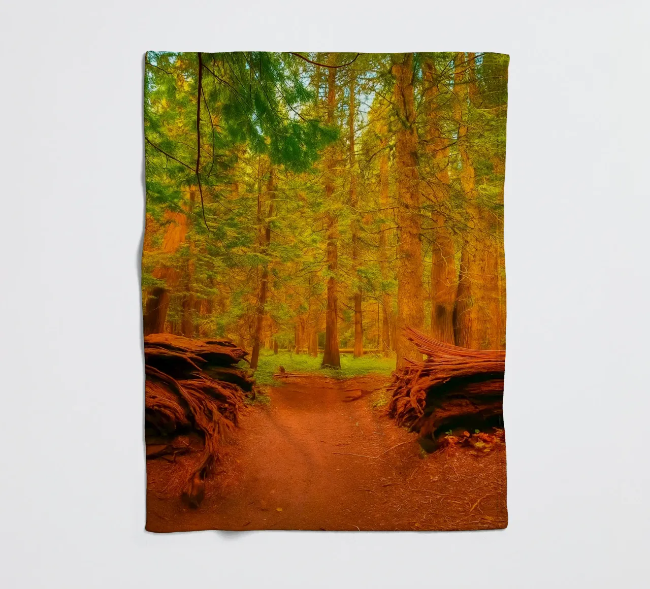 fallen tree split in two at the forest fleece blanket by PASMING