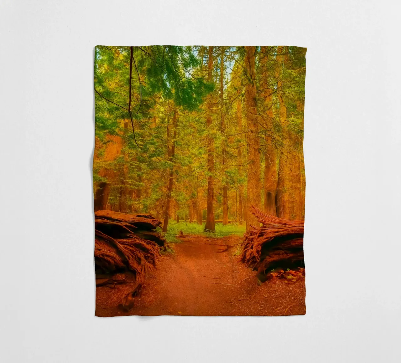 fallen tree split in two at the forest fleece blanket by PASMING
