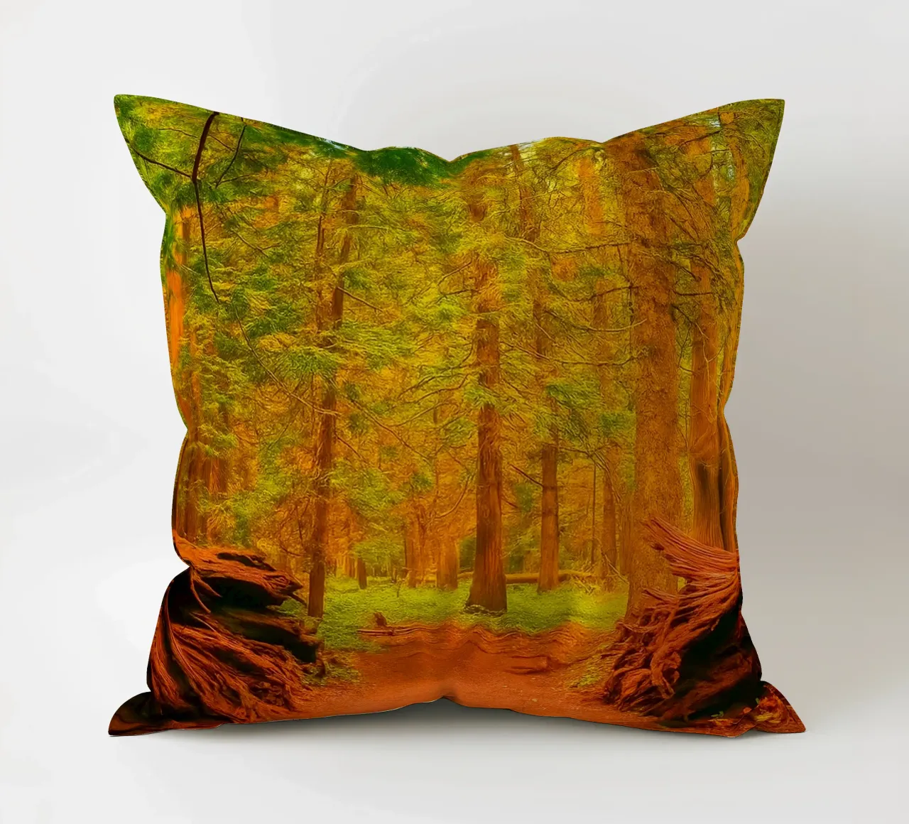 fallen tree split in two at the forest decorative cushion by PASMING