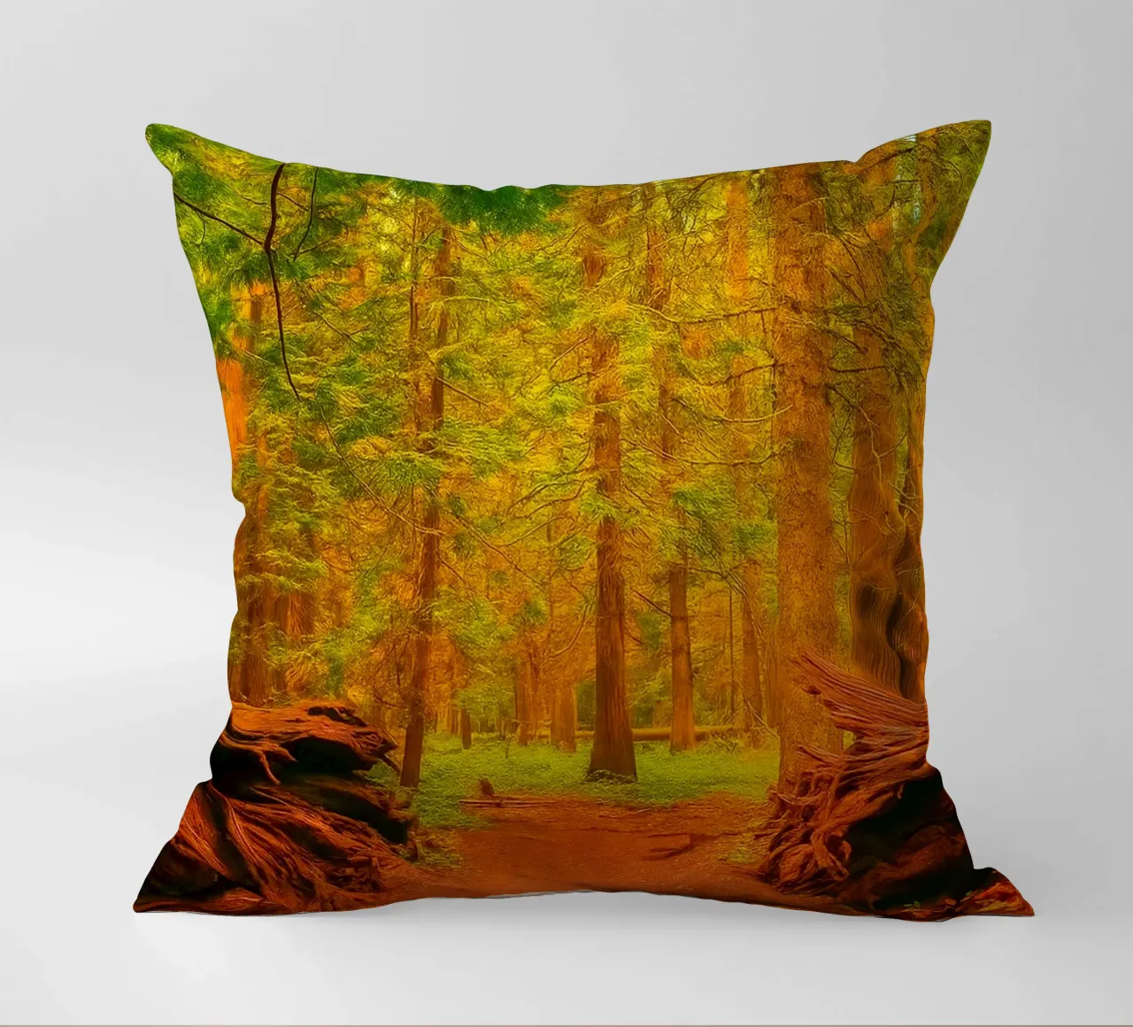 fallen tree split in two at the forest decorative cushion by PASMING