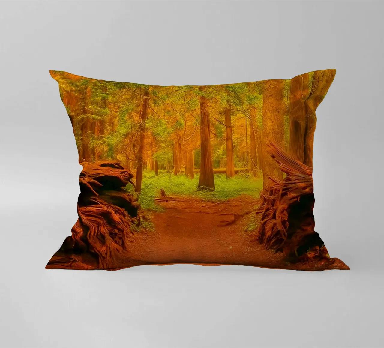 fallen tree split in two at the forest decorative cushion by PASMING