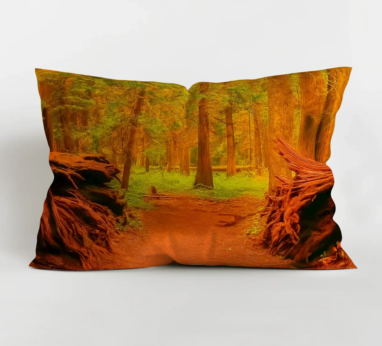 fallen tree split in two at the forest decorative cushion by PASMING