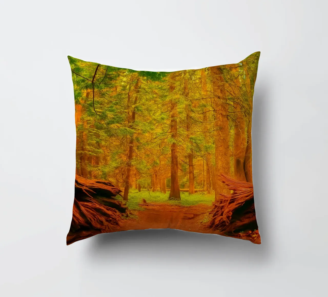 fallen tree split in two at the forest decorative cushion by PASMING