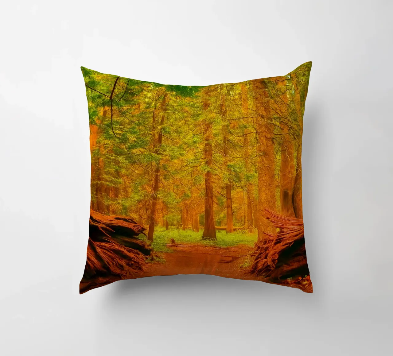 fallen tree split in two at the forest decorative cushion by PASMING