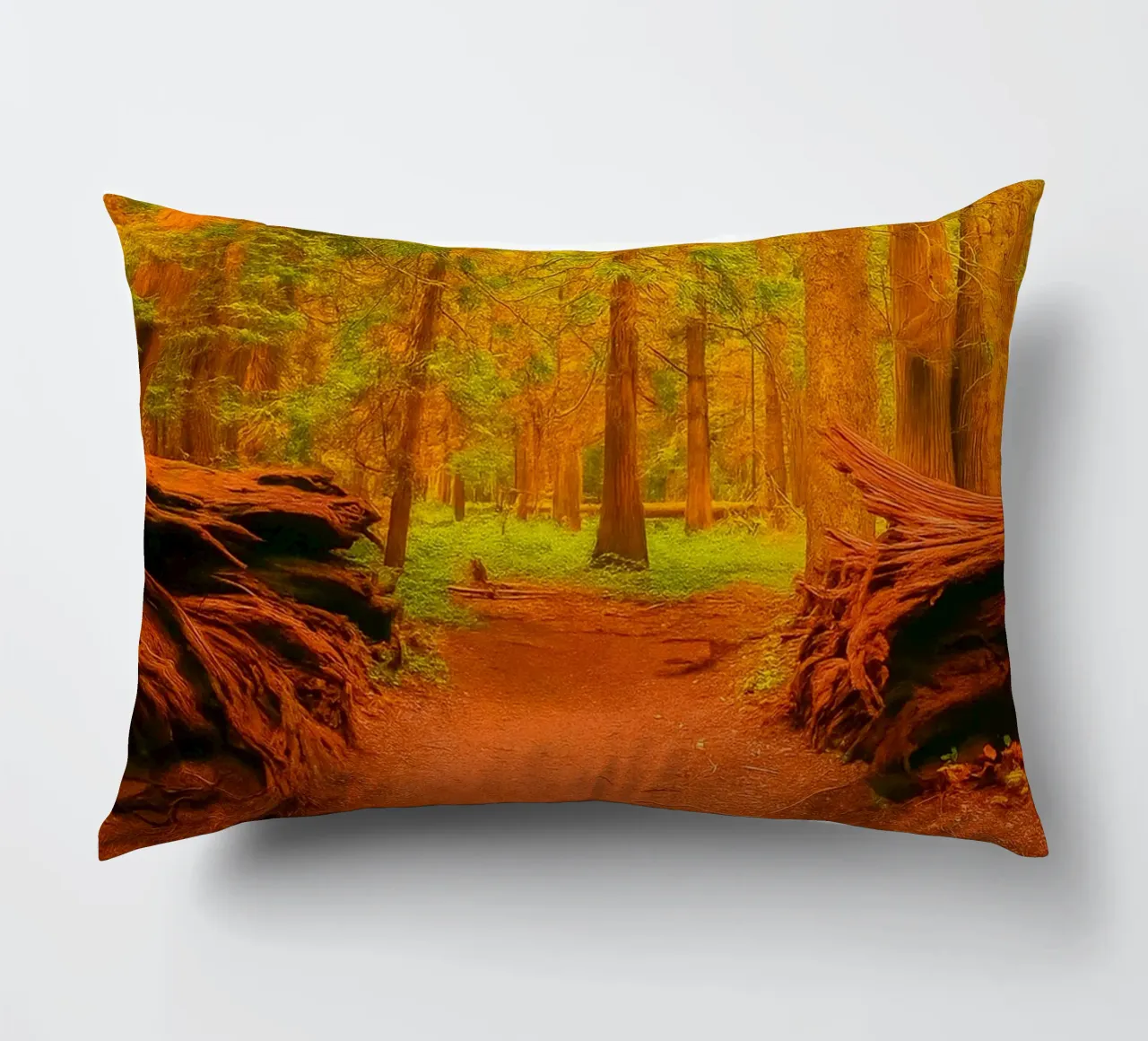 fallen tree split in two at the forest decorative cushion by PASMING