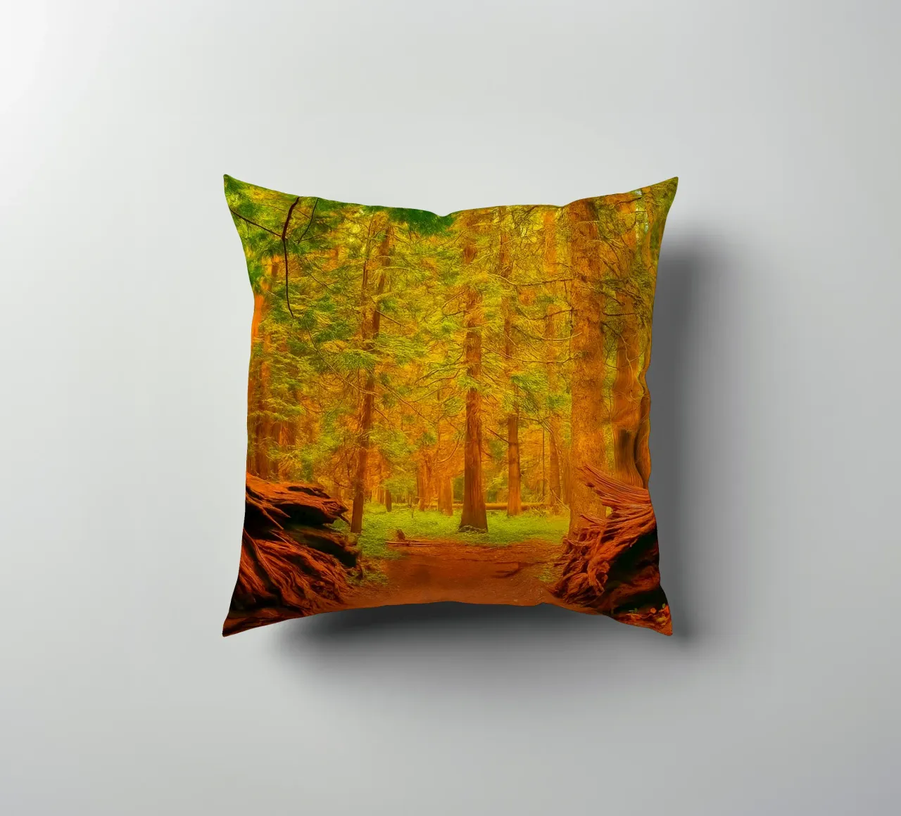 fallen tree split in two at the forest decorative cushion by PASMING