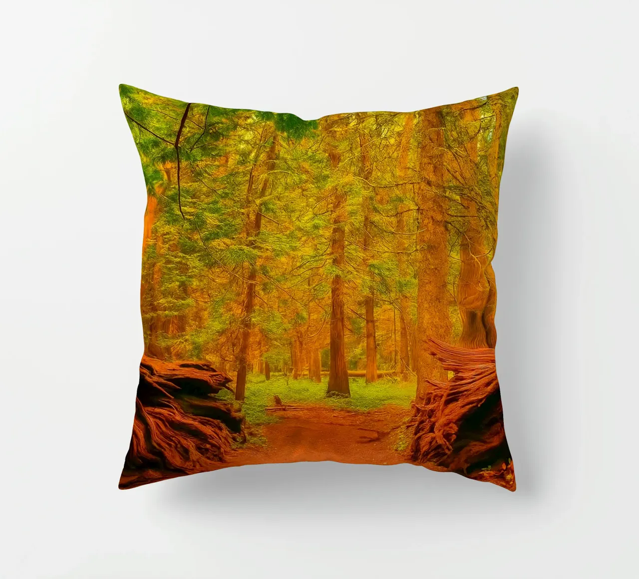 fallen tree split in two at the forest decorative cushion by PASMING