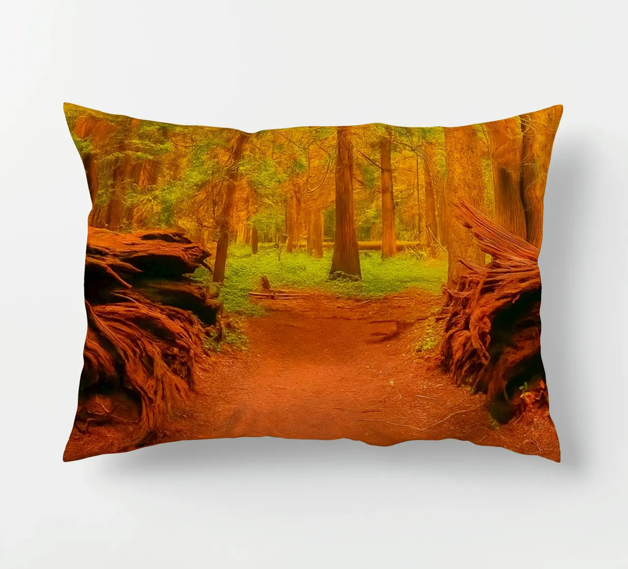 fallen tree split in two at the forest decorative cushion by PASMING