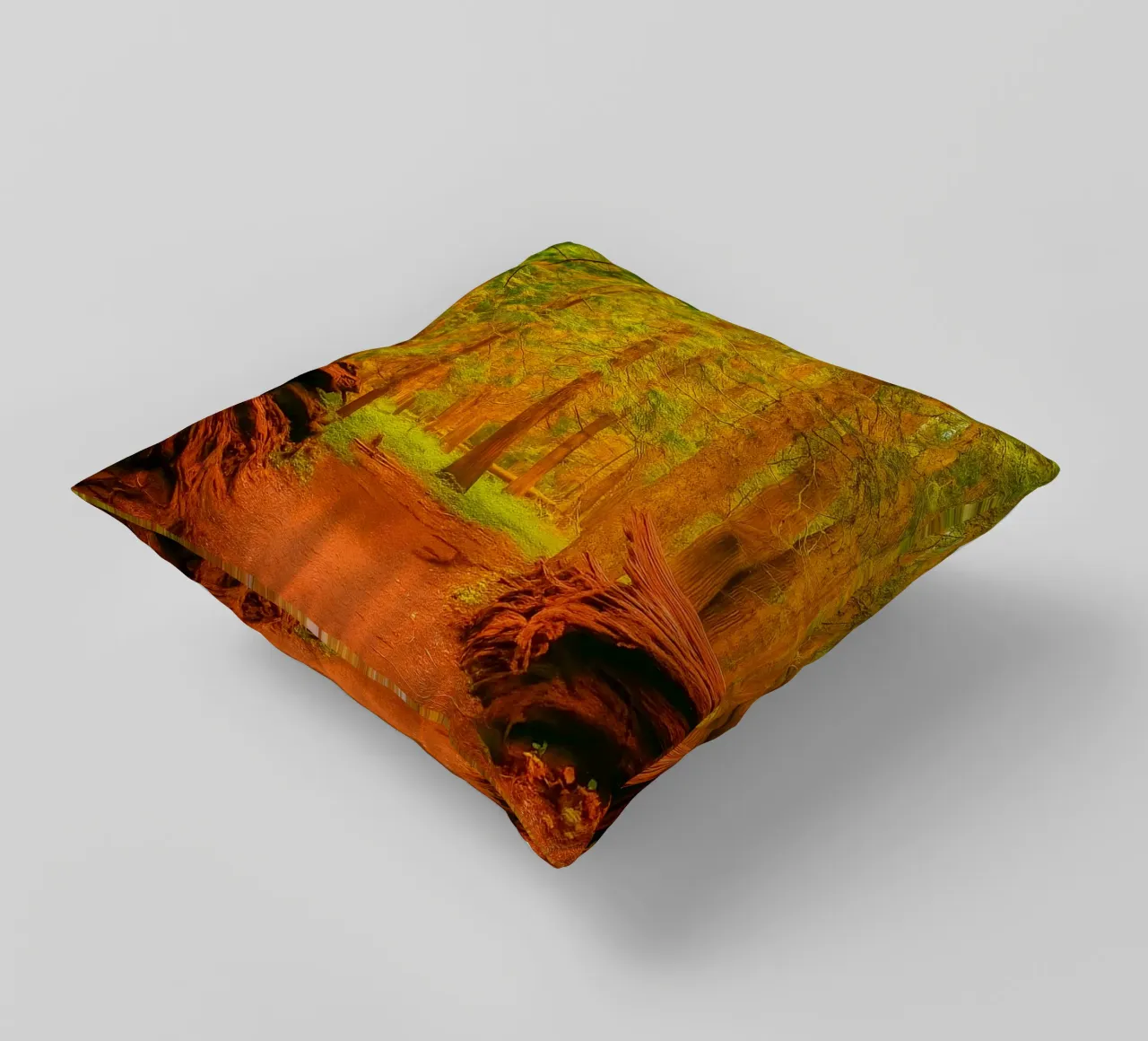 fallen tree split in two at the forest decorative cushion by PASMING