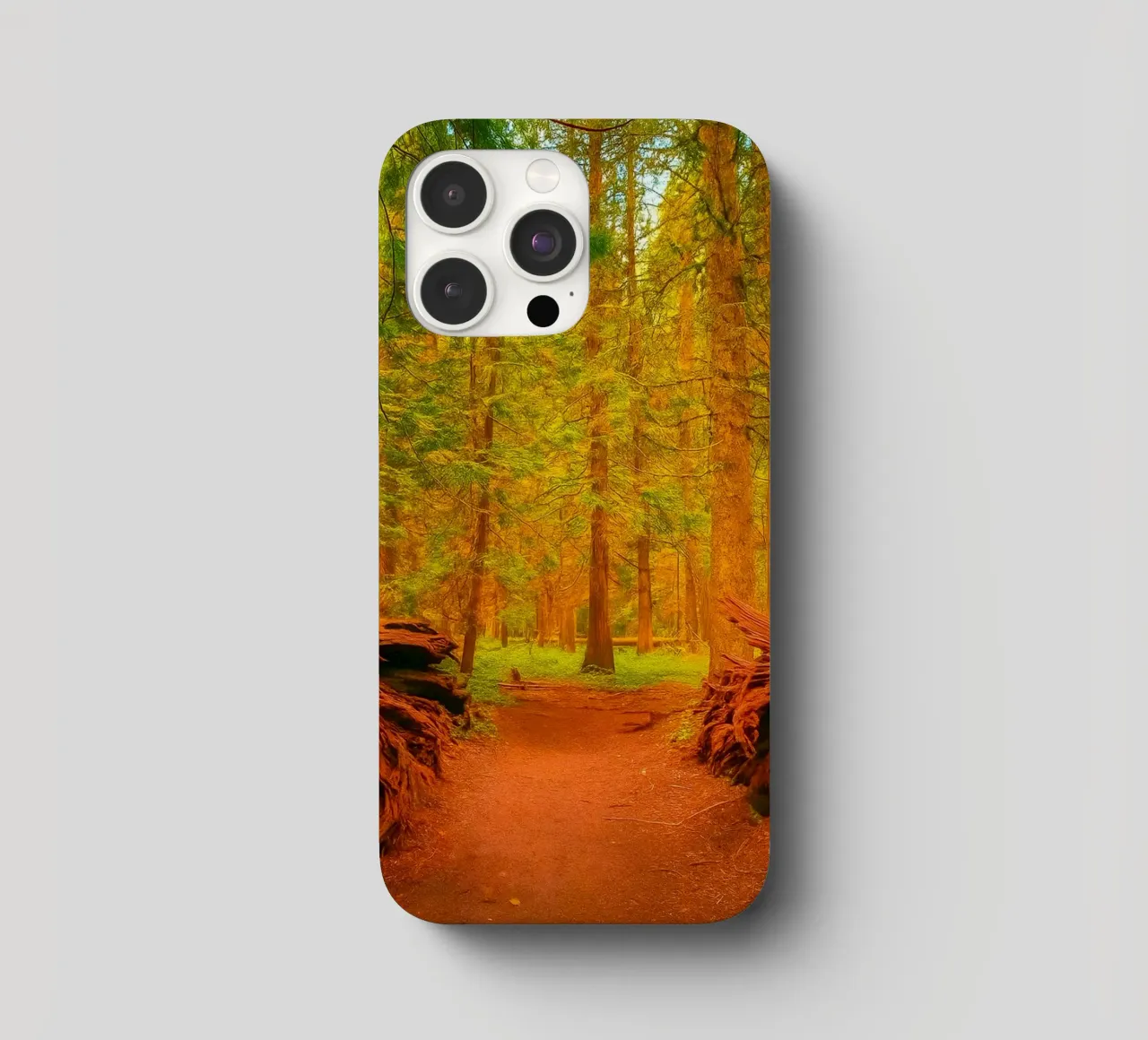 umgestürzter Baum im Wald in zwei Teile gespalten iPhone Hülle von PASMING