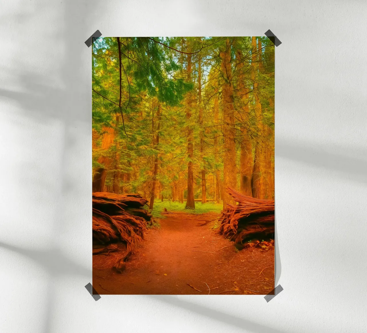 albero caduto diviso in due nel bosco carta hahnemühle da PASMING