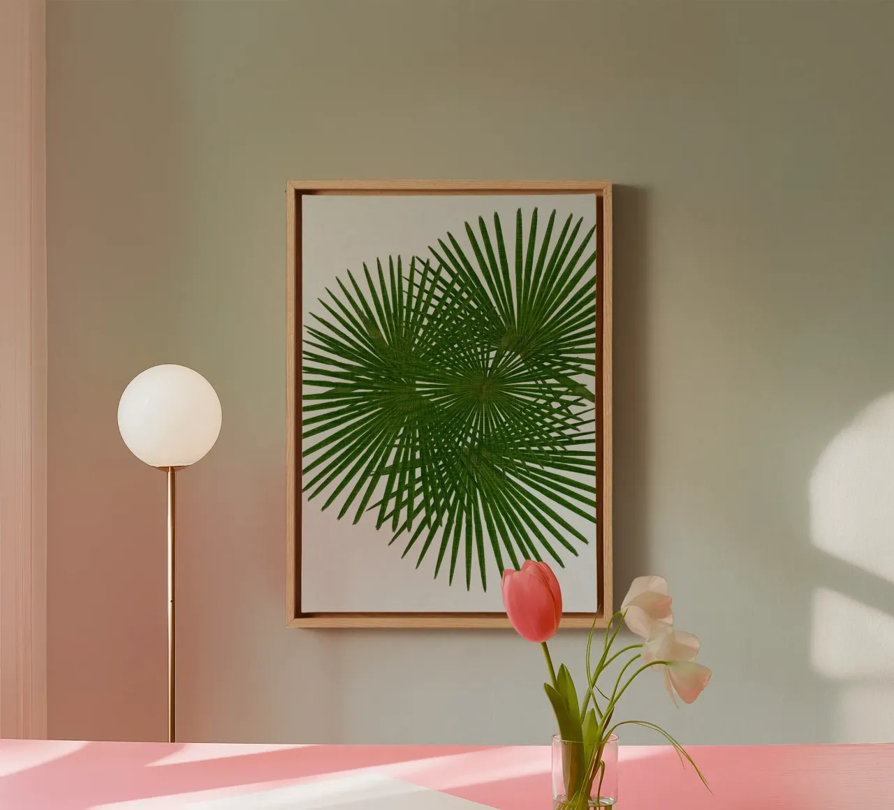 Fan Palm canvas with Floater frame by Orara Studio