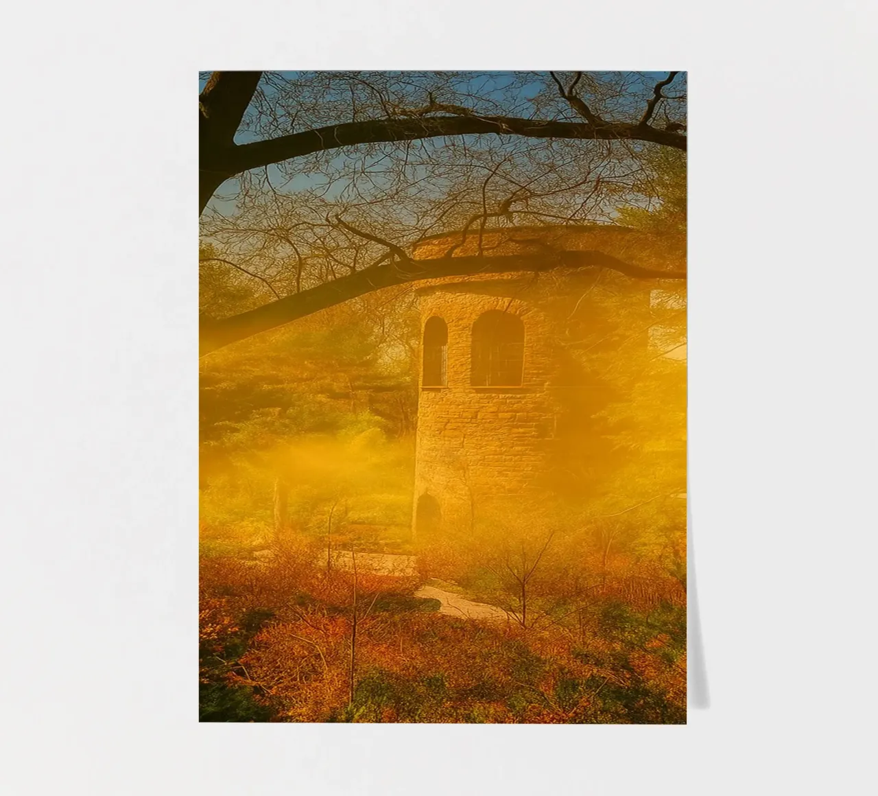 old building in the middle of the forest sticker sheet by PASMING