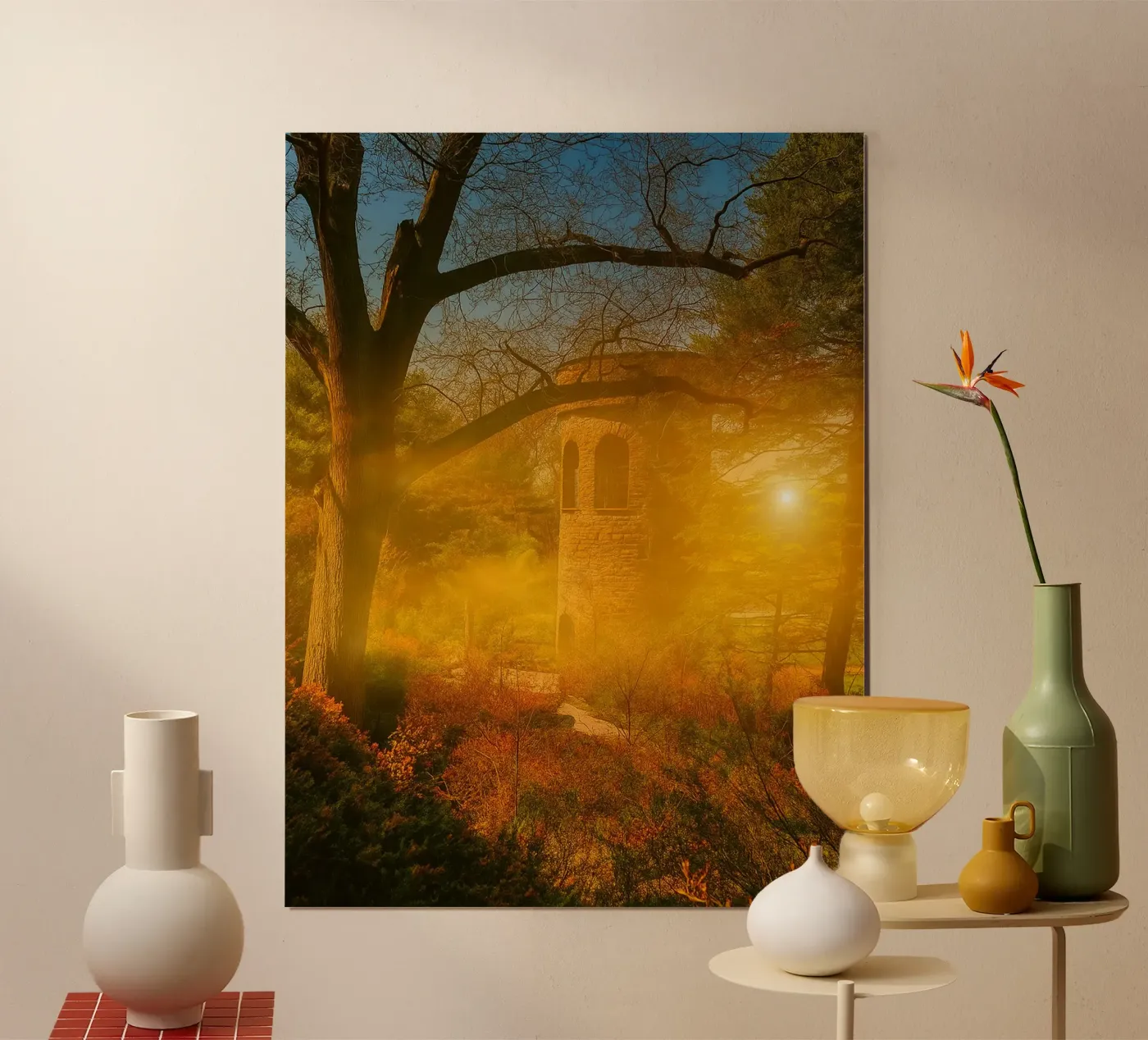vecchio edificio in mezzo alla foresta poster da PASMING