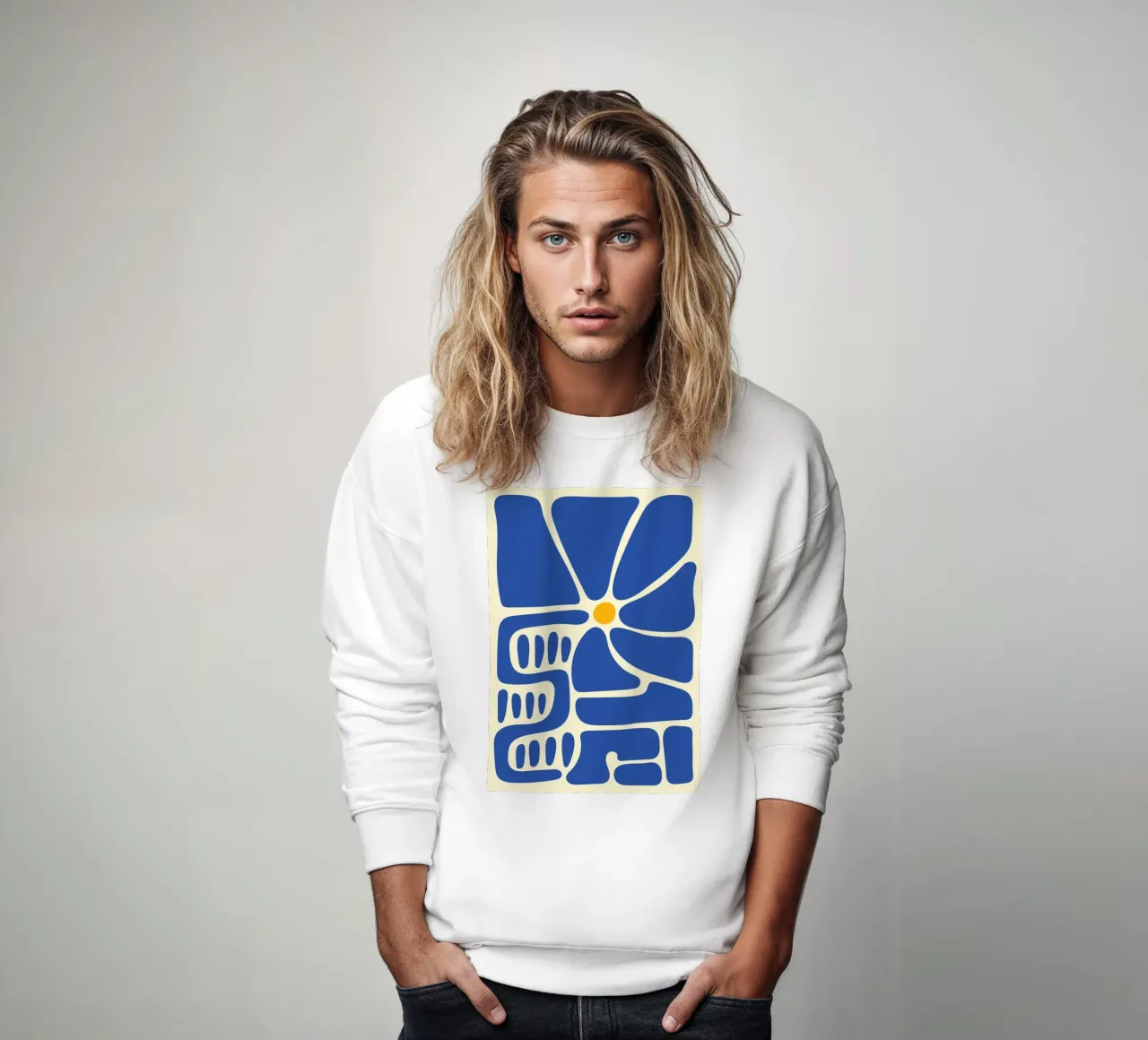 Fiore blu astratto felpa da Studio Fun Boy