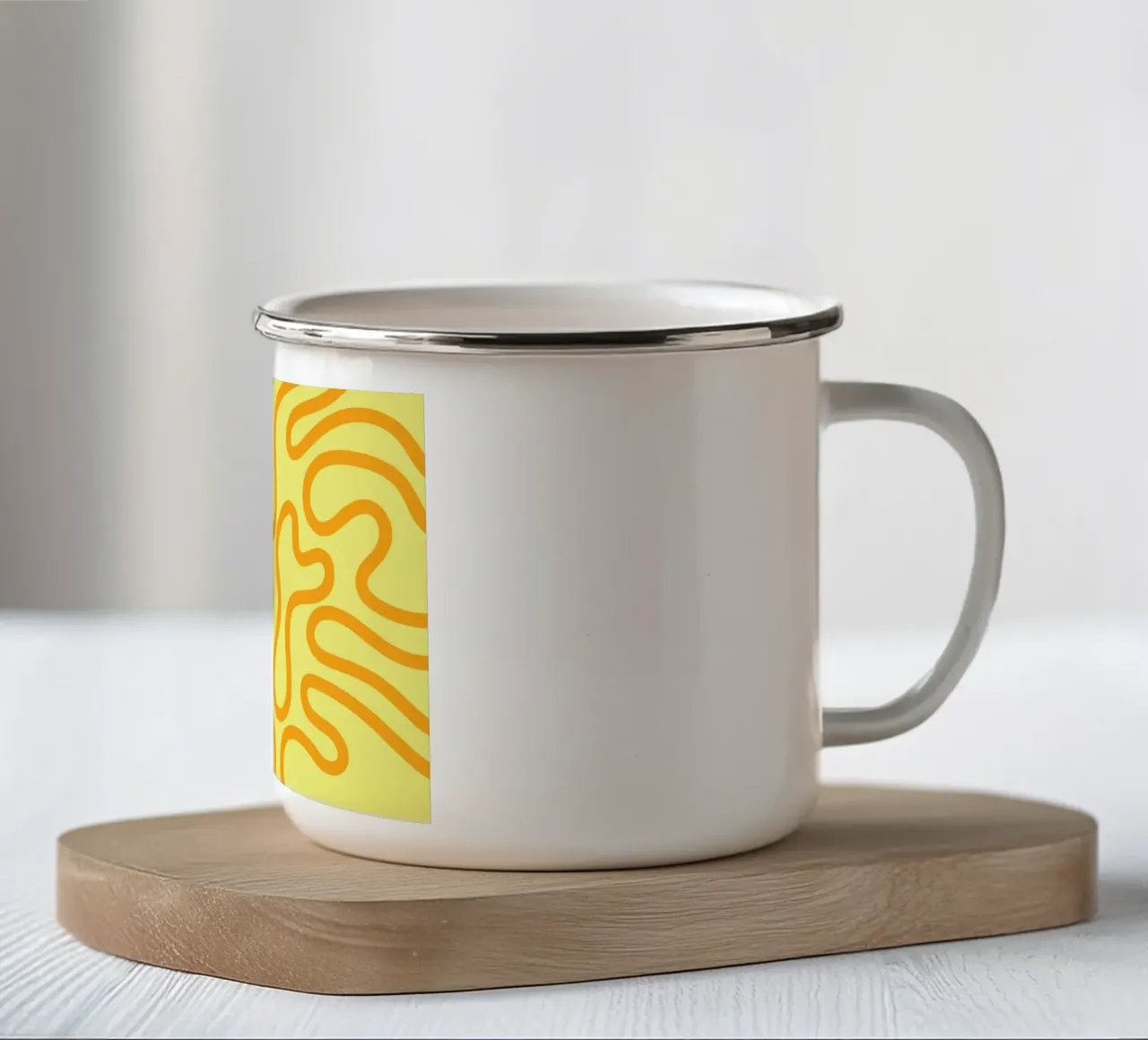 Dessin au trait fromage jaune mug en émail de Studio Fun Boy