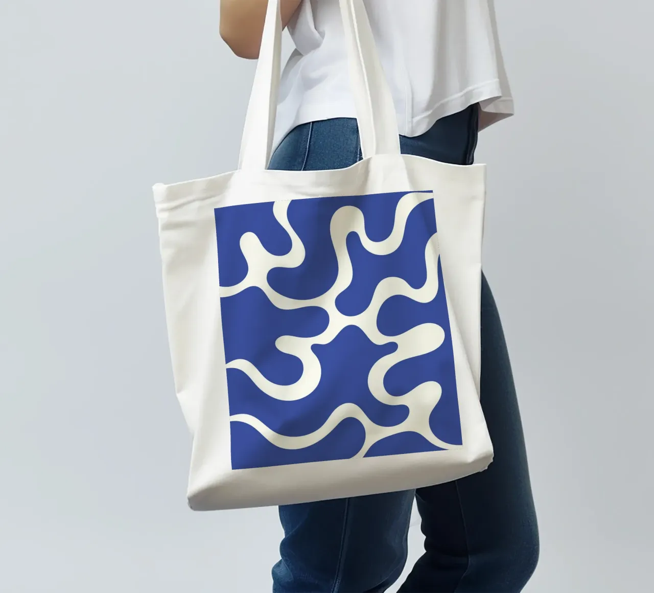 Fiume liquido blu astratto borsa in juta da Studio Fun Boy